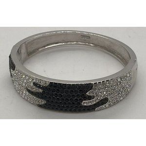BUTLER 5th Avenue BANGLE BRACELET Swarovski Clear Black crystals designer Runway